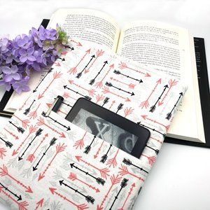 Handmade Padded Book Sleeve with Pocket Arrows